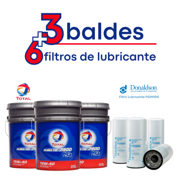 KIT 3 baldes Total Rubiar x 6 filtros de lubricantes Donaldson